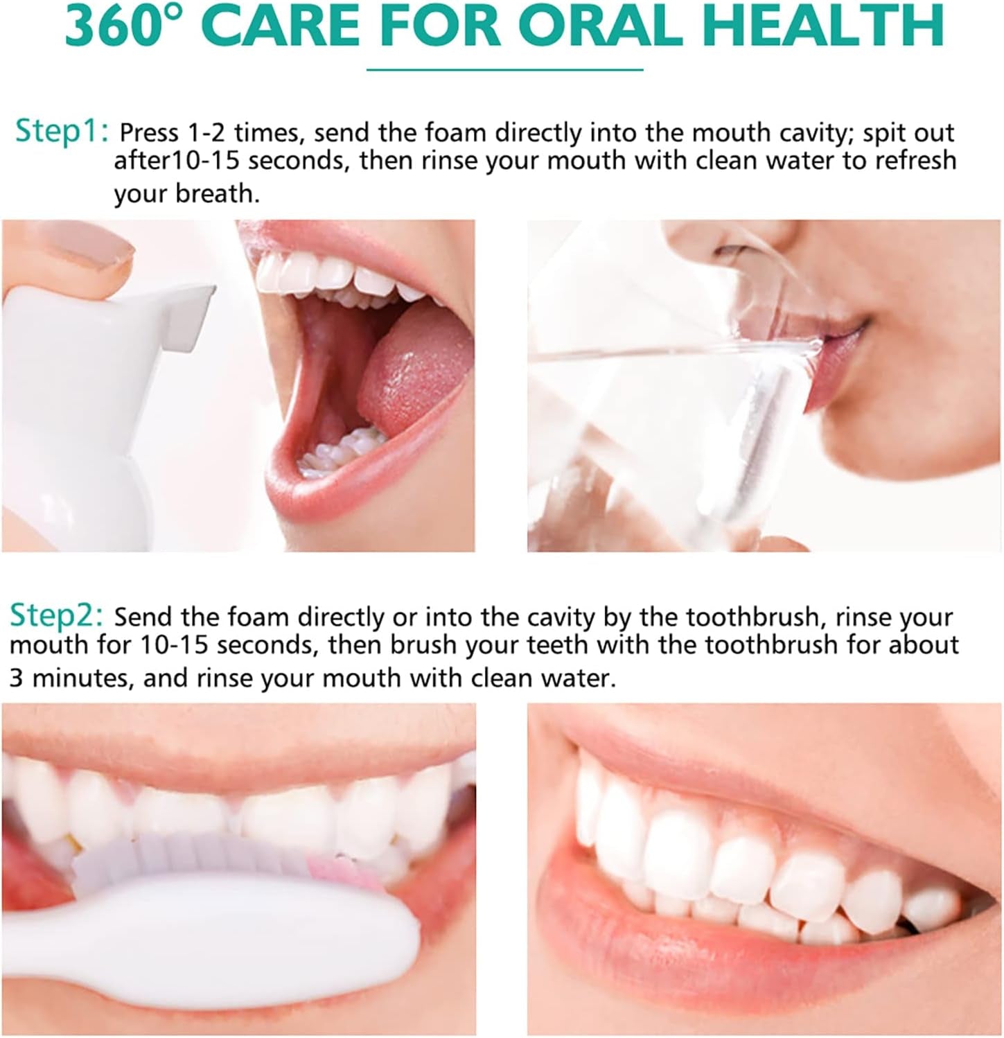 Teeth Whitening Toothpaste with Fluoride, Ultra-Fine Mousse Foam for Deep Cleaning Gums, Stain Removal, 3 Fresh Flavors
